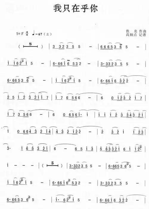 我只在乎你-邓丽君(萨克斯简谱)