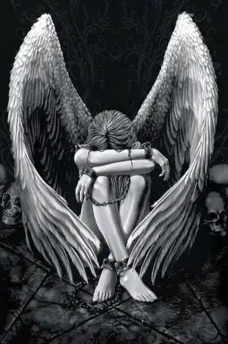 gothic fallen angel in chains canvas art print a4 poster