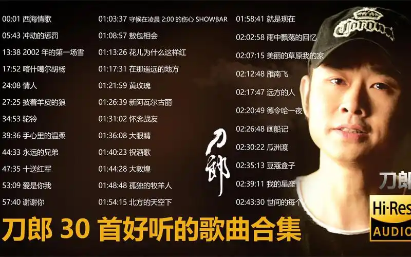 刀郎-30首经典好听的歌曲合集(带歌词) 【无损高音质】