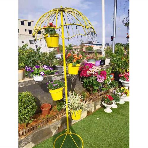 铁艺创意花园阳台落地花店绿萝客厅吊兰组合户外雨伞三层花架庭院