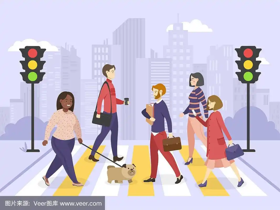 行人在城市街道上行走的人们