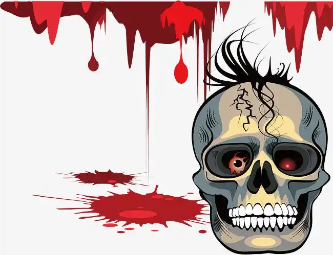 矢量png滴血的骷髅