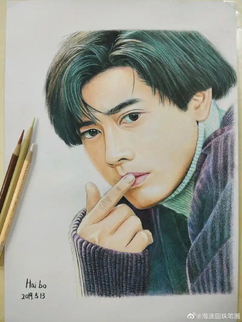 彩铅画 郭富城 水彩