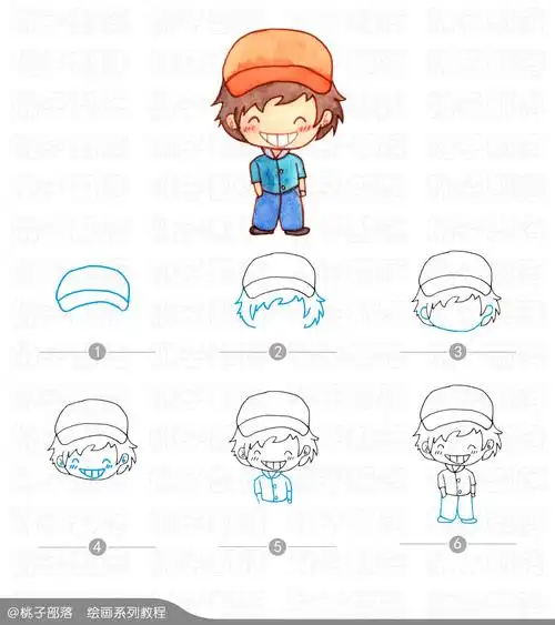 水彩风格的q版人物简笔画,太可爱了,小伙伴们一起来画画吧!