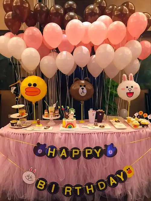 熊兔鸡卡通铝膜气球主题儿童生日派对装饰宝宝周岁生日布置气球