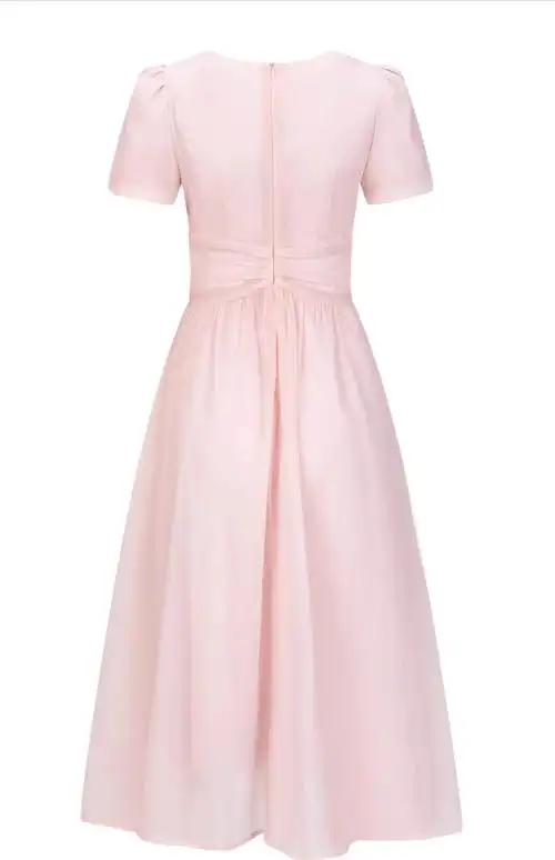 2024夏季新款赫本风收腰长裙夏季连衣裙高级气质高端裙子女装 - 17网