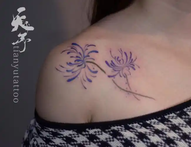 彼岸花锁骨纹身 (天予刺青·孙嘉轩)