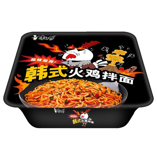 康师傅韩式火鸡拌面133g整箱12盒方便面泡面超辣冲泡方便面