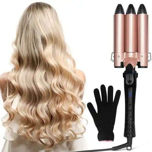 32mm美规 蛋卷棒泡面头液晶羊毛卷 三管小卷发棒波浪五棒电烫发棒