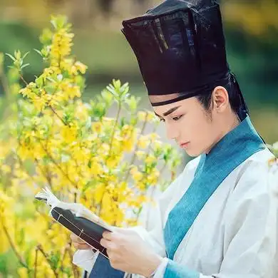 书生赏花游玩男生头像唯美古风真人头像
