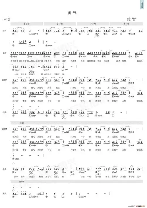 勇气(简和谱)_简谱