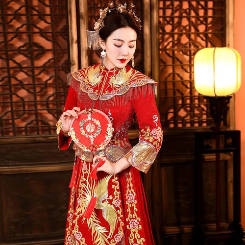 新款秀禾服中式婚礼新娘结婚纱礼服复古中国风刺绣敬酒服显瘦夏季