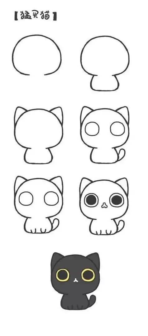 画猫的简笔画简单画法步骤图解