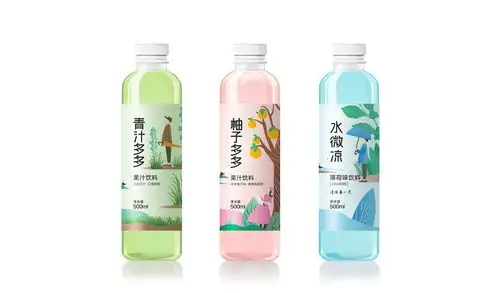 水微凉,青汁多多,柚子多多系列果汁饮料包装设计