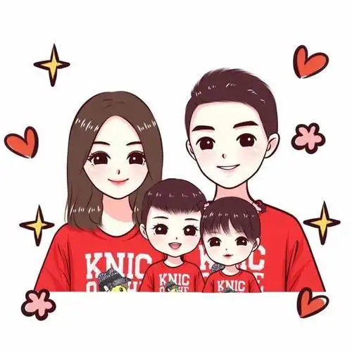 亲子头像一家四口两个儿子