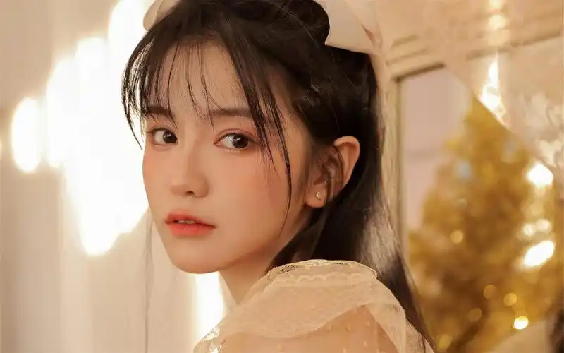 蕾丝精致妆容美女好看的暖色调壁纸