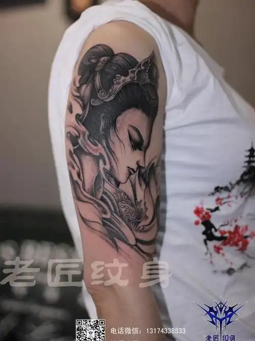 半臂_纹身图案手稿图片_老匠纹身的纹身作品集