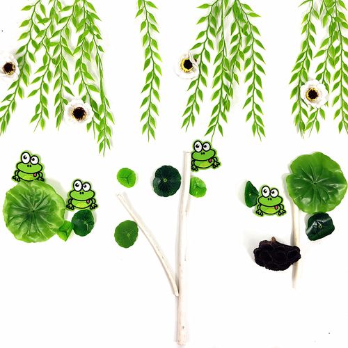幼儿园手工制作材料小学黑板报装饰青蛙荷叶垂柳墙贴画走廊壁画