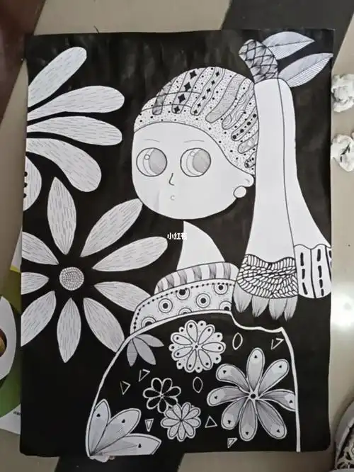 临摹的,非原创#临摹  #创意美术  #装饰画  #黑白装饰画 #大学生美术