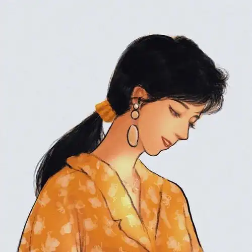 手绘复古港风女生头像