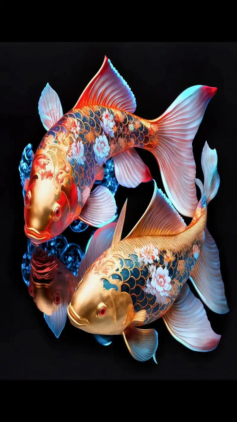 好运锦鲤水中游,祝大家年年有余!#抖音图文来了 #手机壁纸  - 抖音