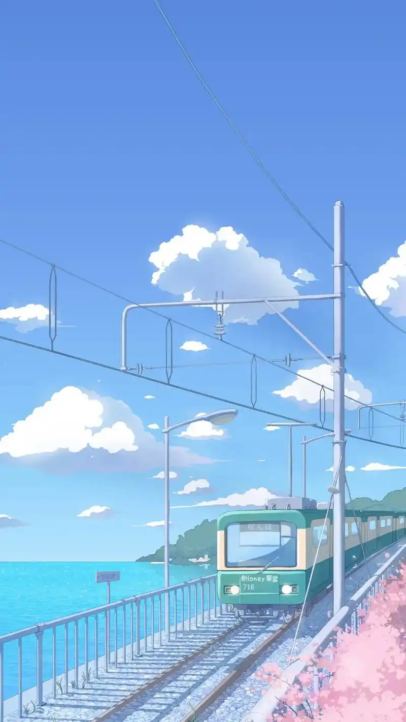 清新小镇治愈动漫风景高清潮图壁纸