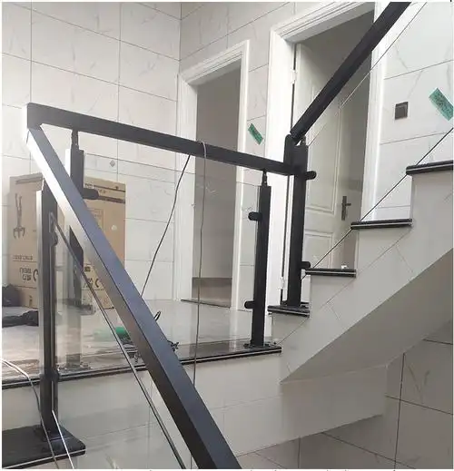 元加邦钢化玻璃楼梯扶手栏杆304不锈钢立柱轻奢黑护栏阳台阁楼别墅