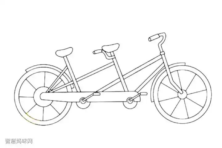 双人自行车简笔画教程