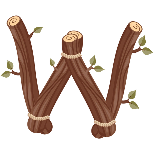 卡通树枝可爱英文字母w图片