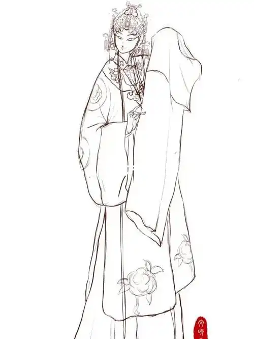 藏族小姑娘简直画到我心里去了,试着画了戏曲人物,待涂色后再来交作业