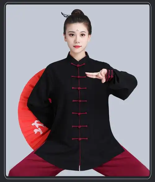 春秋季太极服女男装时尚高端武术棉麻太极拳表演练功服装武极堂太极服