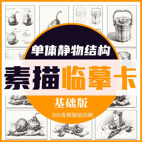 基础版 临摹范本单个体结构与明暗静物组合精选绘画创意卡片初学者