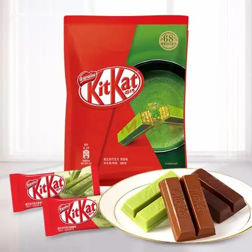雀巢(nestle)奇巧kitkat 威化白巧抹茶味巧克力袋装500g 休闲零食