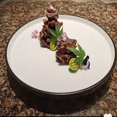 中餐大董冷菜意境菜融合菜圆盘会所牛排盘家用平盘个性沙拉西餐盘