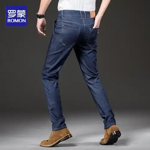 罗蒙莫代尔冰丝牛仔裤男薄款弹力宽松直筒夏季超薄男士休闲长裤子