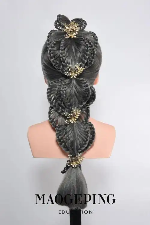 毛戈平学校创意编发大赛作品新鲜出炉