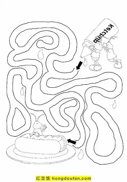 4到6岁孩子们准备的简单有趣的迷宫游戏图纸-红豆饭小学生简笔画大全