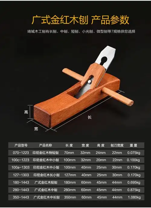 刨子木工刨手推工具大全套装木匠小刨刀铇修边木工抱子手工木刨 127mm