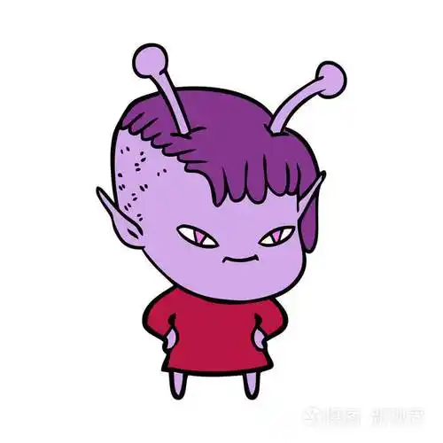 卡通外星人女孩的矢量插图