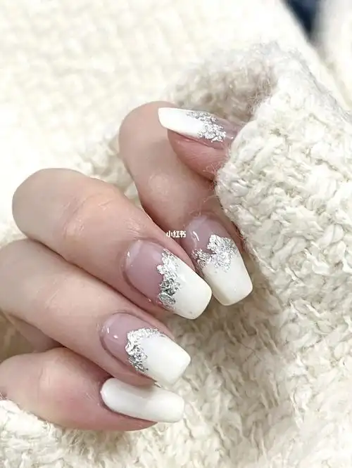 法式白色美甲分享