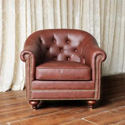 美式欧式真皮全皮单人沙发进口头层牛皮 皮沙发休闲沙发高端定制-淘宝