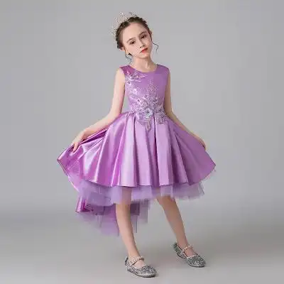 儿童礼服公主裙洋气女孩花童婚纱主持人走秀晚礼服拖尾钢琴演出服