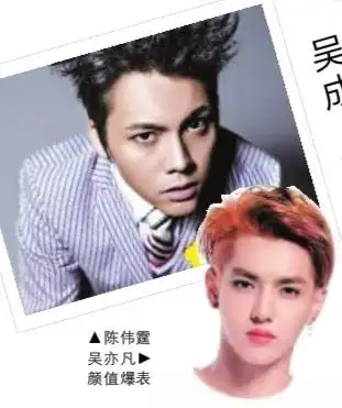 陈伟霆,吴亦凡被评颜值最高男神组合(图)