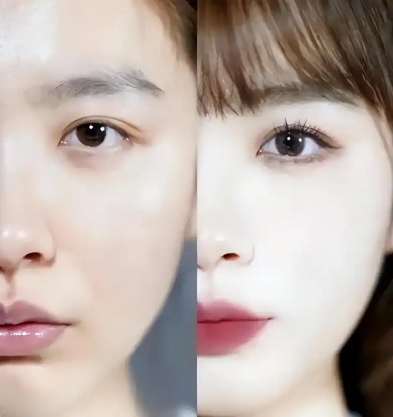 女明星妆前妆后对比,卸妆后,皮肤暗淡没有光泽,年龄就像是个谜