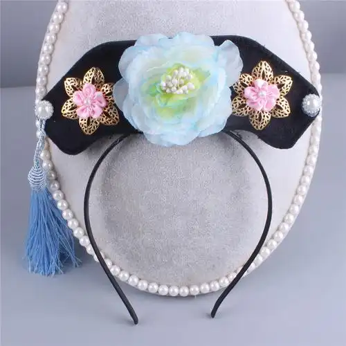 格格头饰复古清朝妃子宫女旗头发箍旅游景区影楼拍照写真发饰品