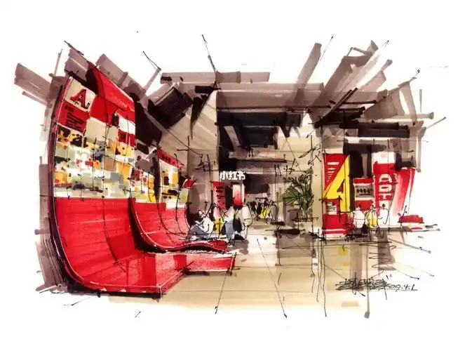 室内考研快题效果图模板-展厅设计