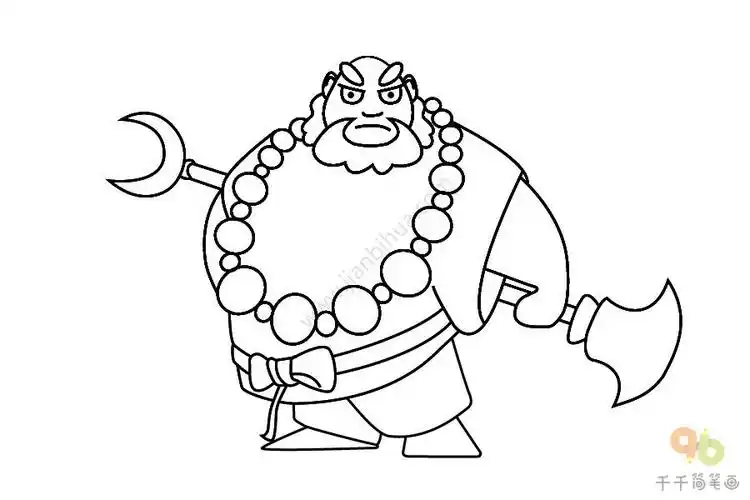 鲁智深简笔画_水浒传人物简笔画