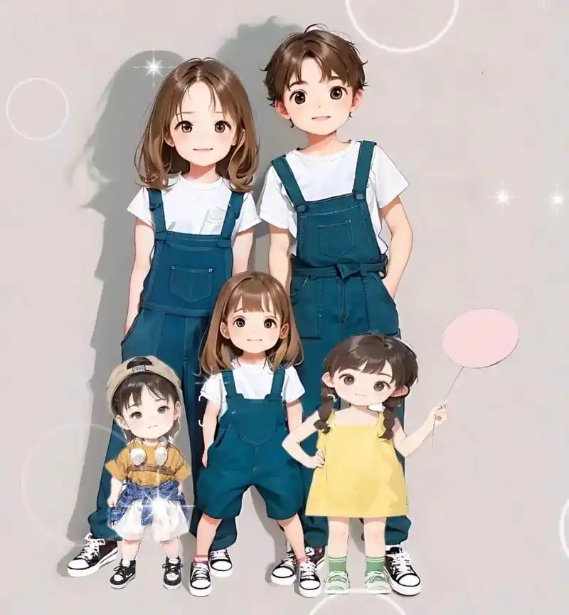 一家五口全家福.把2023的鸡毛蒜皮换成风和日丽,阳光给我们 - 抖音