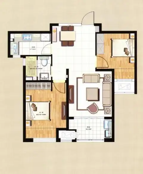 户型面积大小不大,对于一家三口来说却是正好.