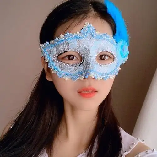 黑底黄面舞会女款防护活动个性蒙面家用面具女半脸古风公主中国风白色